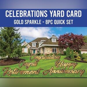 Gold Sparkle Celebrations Yard Card Set
